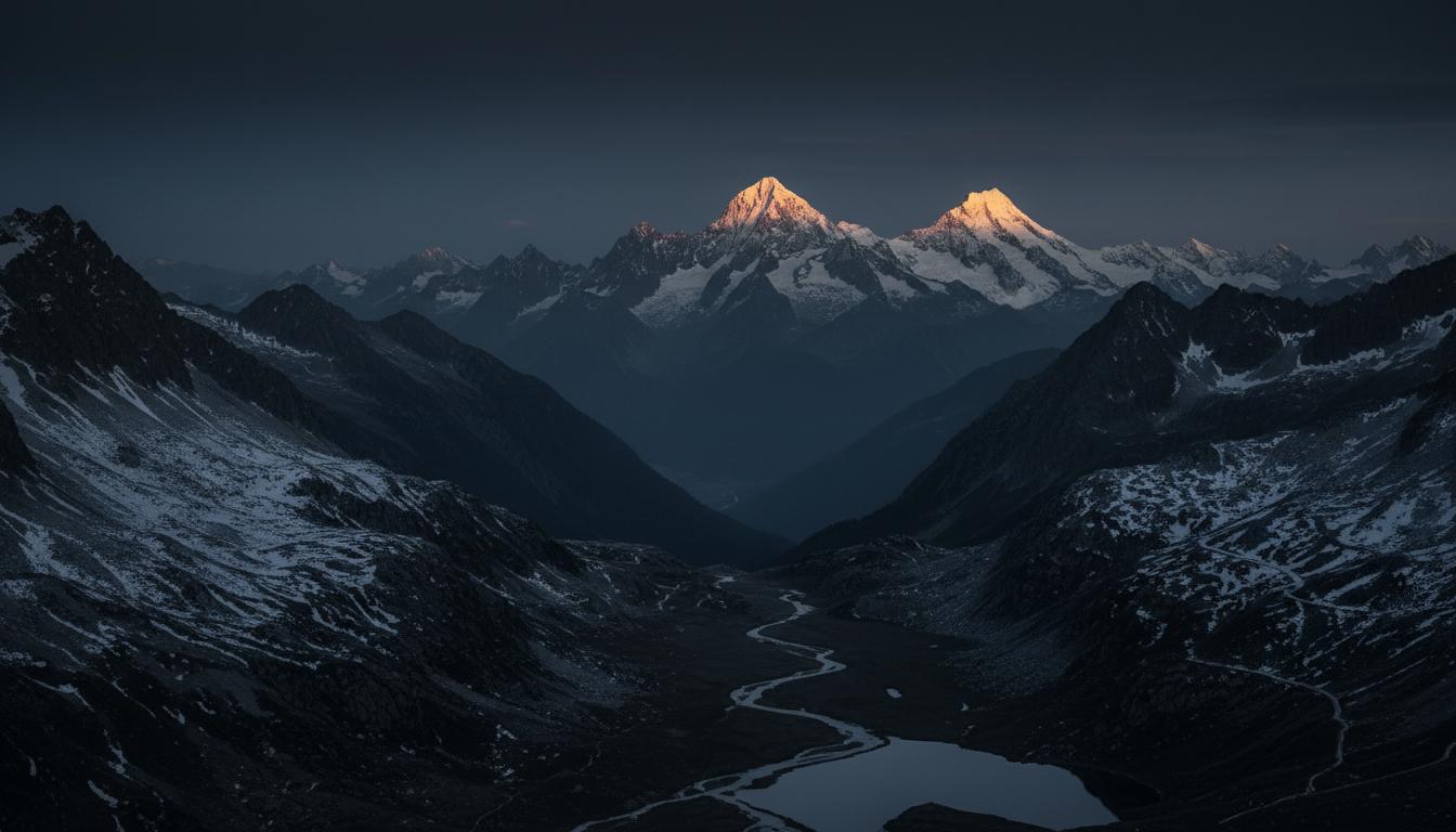 Alpine mountains at dusk